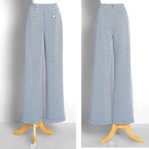 Modcloth Sailing So Smoothly Wide Leg Pants Blue Navy White Size XL BRAND NEW